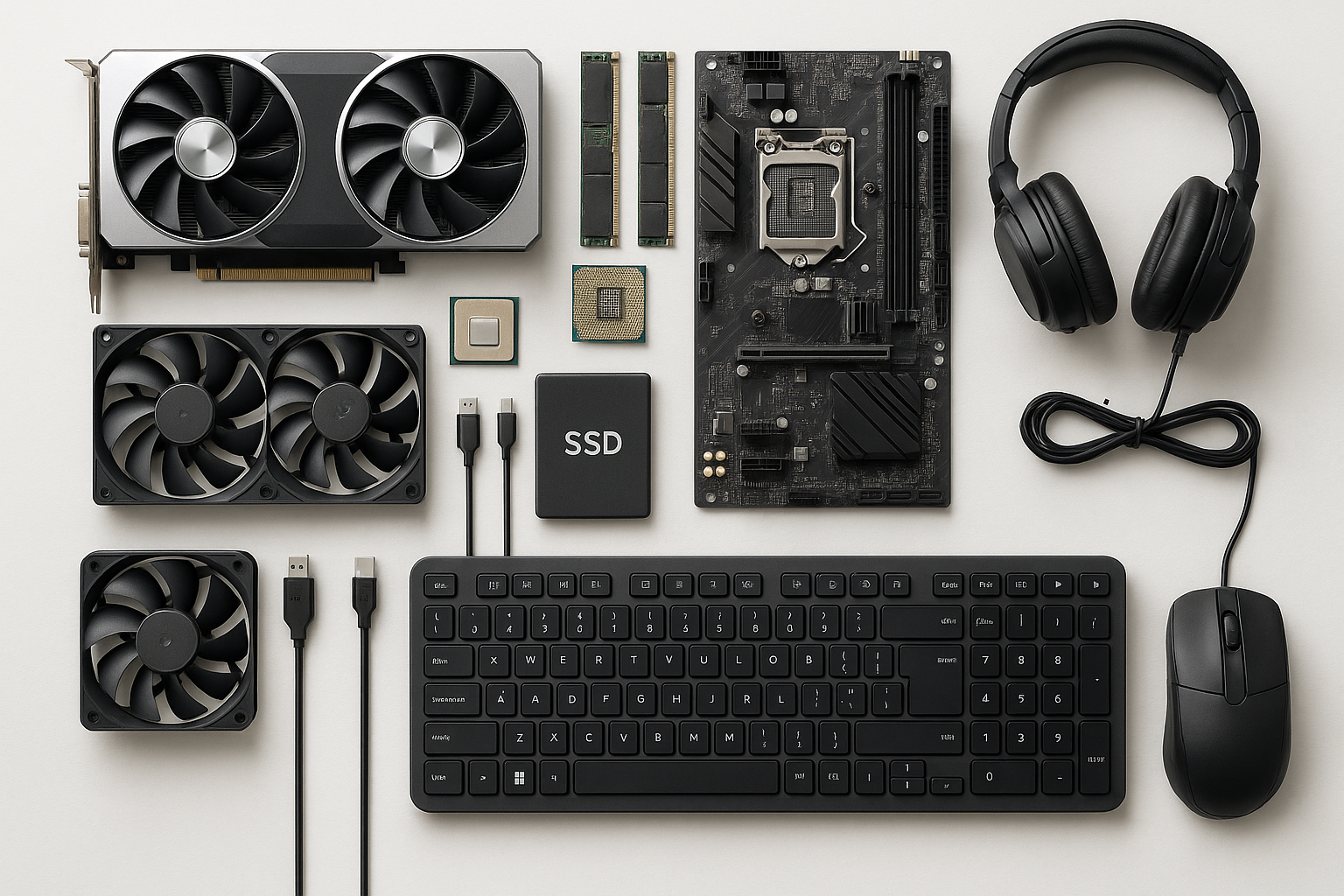 Computers Parts and accessories, all in a table